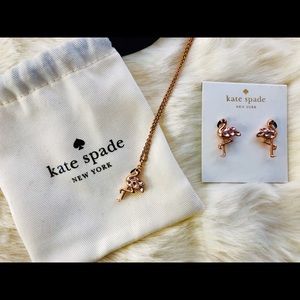 BRAND NEW Kate Spade flamingo necklace earrings